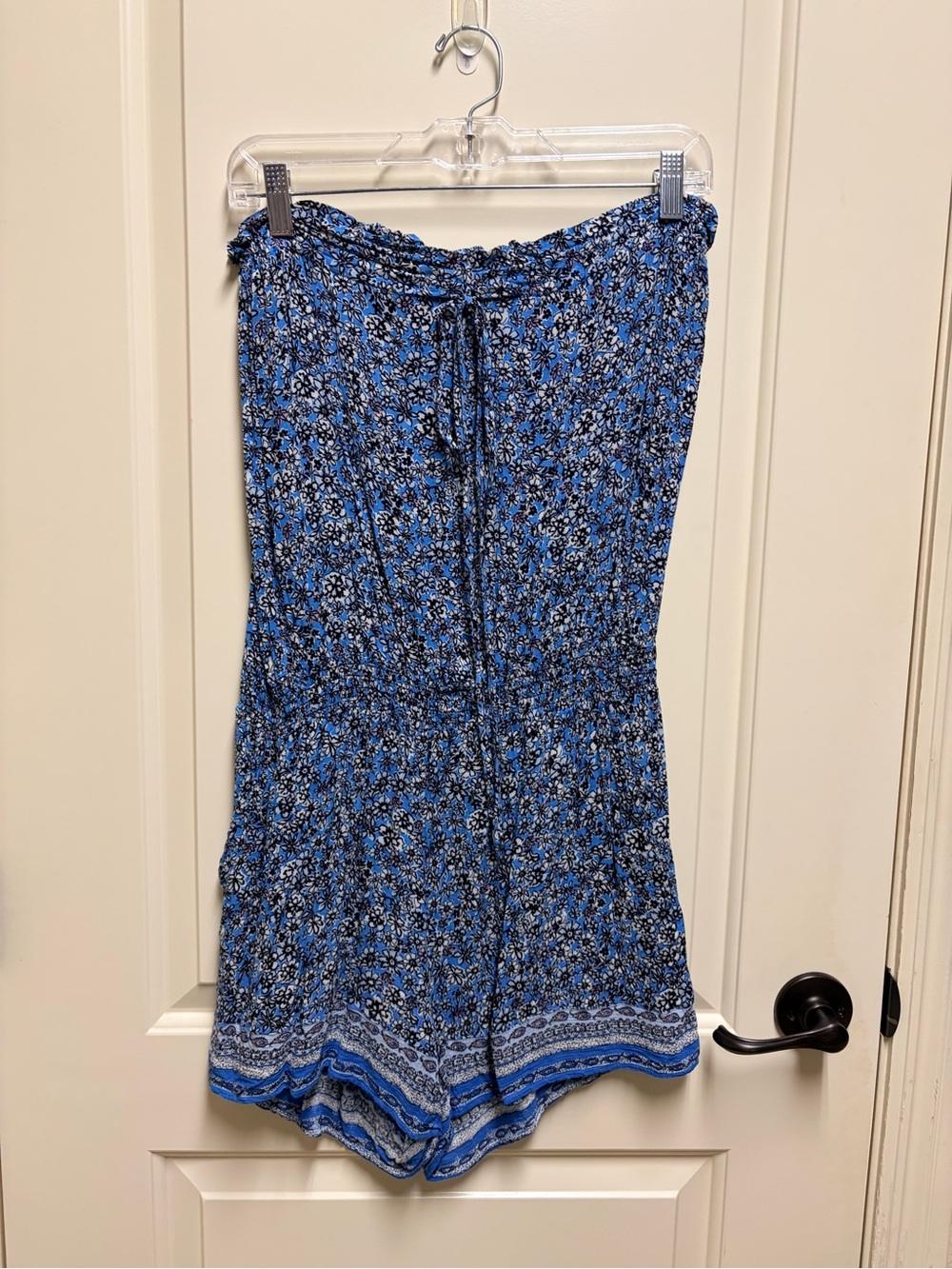 LOFT Beach Blue Floral Strapless Romper